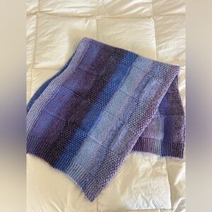 Handmade Purple and Blue Knit Blanket